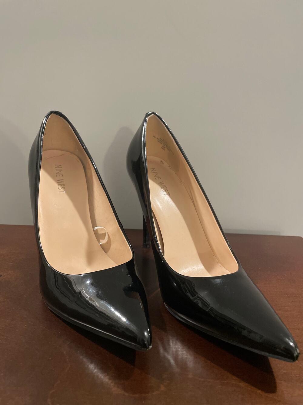 Nine West Black Patent Leather High Heel Shoes Size 8.5